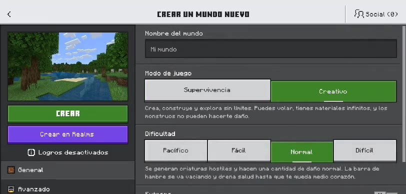 Ajustes del mundo nuevo